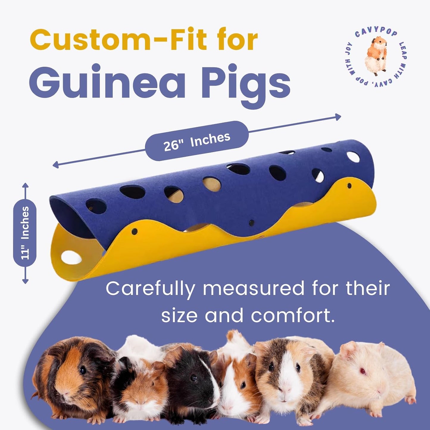 Guinea Pig Tunnels, Foldable Fleece Hideout Beds with Cheese-Hole Design, 2 Pack Modular Tunnel Set for Play and Rest, Brings Comfort and Enrichment to Guinea Pig Cages-Blue&Grey