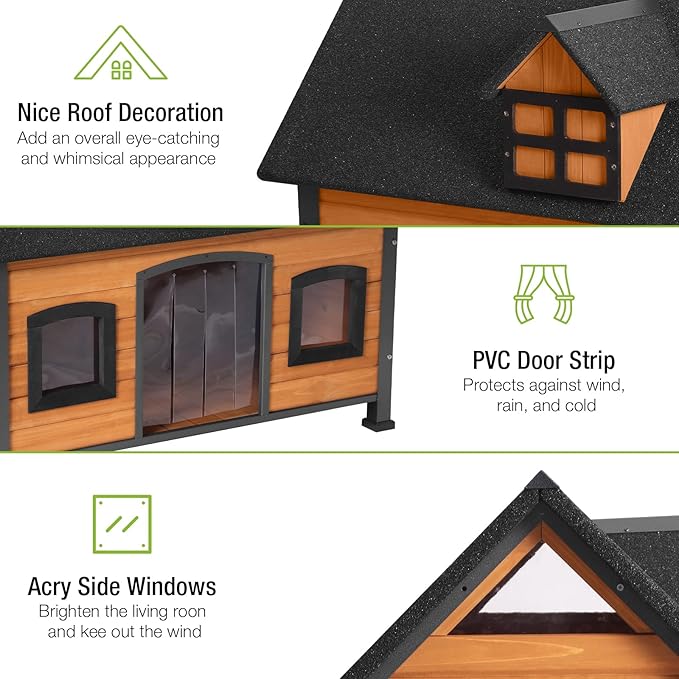 GUTINNEEN Dog House Outdoor with Strong Metal Frame Dog Kennel for Small Medium Large Dogs Puppy Cage for Winter Weatherproof