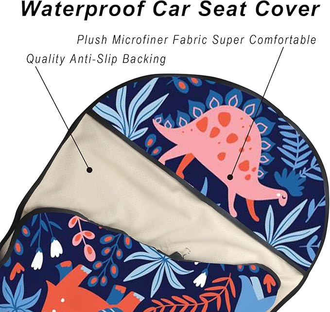 Car Seat Cover Protector Front Seats,for Gym Workout,Running,Swimming,Beach and Hiking,Waterproof Sweat Towel Bucket Seat Covers for Cars SUV Trucks (Dinosaur, 2Pcs)