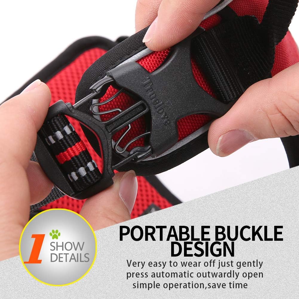 Truelove No Pull Dog Harness with Easy Control Handle and 2 Leash Attachments,Reflective Adjustable Pet Vest