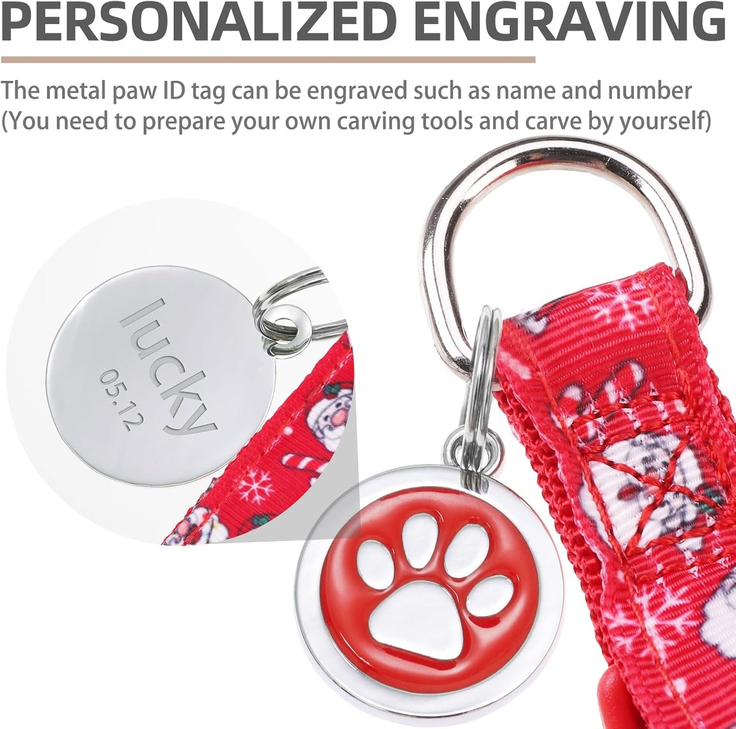 PUPTECK No Pull Dog Harness Soft Adjustable Basic Nylon Step in Puppy Vest Outdoor Walking with ID Tag, Christmas, S