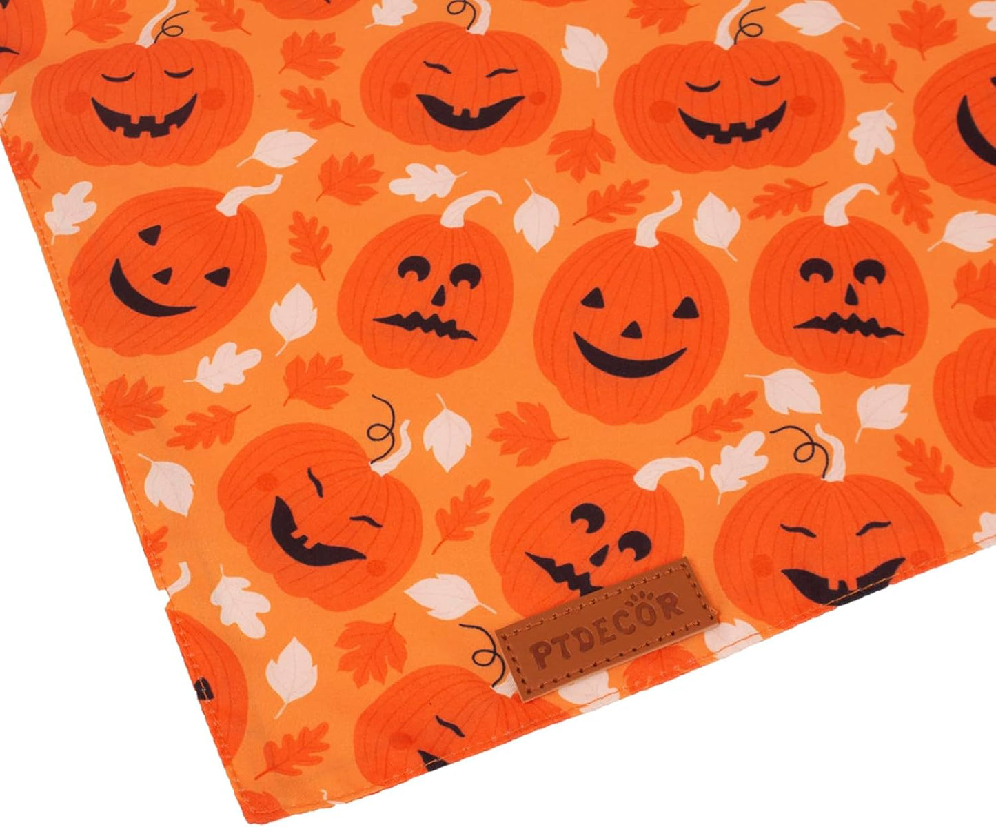 PTDECOR Halloween Dog Bandana, Reversible Holiday Pet Scarf, Multi Size, Triangle Puppy Halloween Bandanas for Extra Large Dogs Pets (Black & Orange, X-Large)