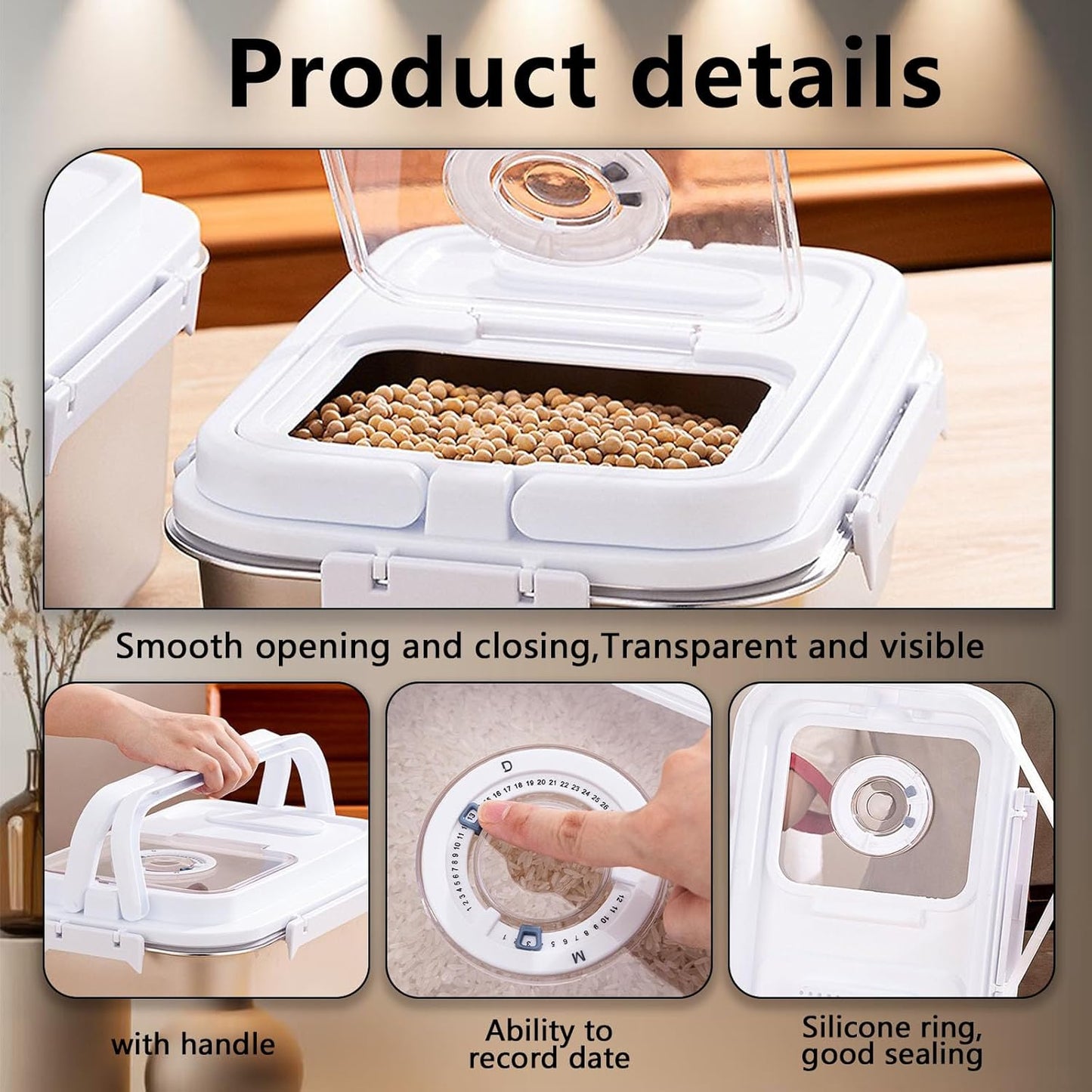 Sanbo Dog Food Storage Container Stainless Steel with Scoop, Airtight Pet Metal Food Storage Bin,Cat Food Canister,Storage Box with Date Tracker for Kitchen (Sliver, 10L)