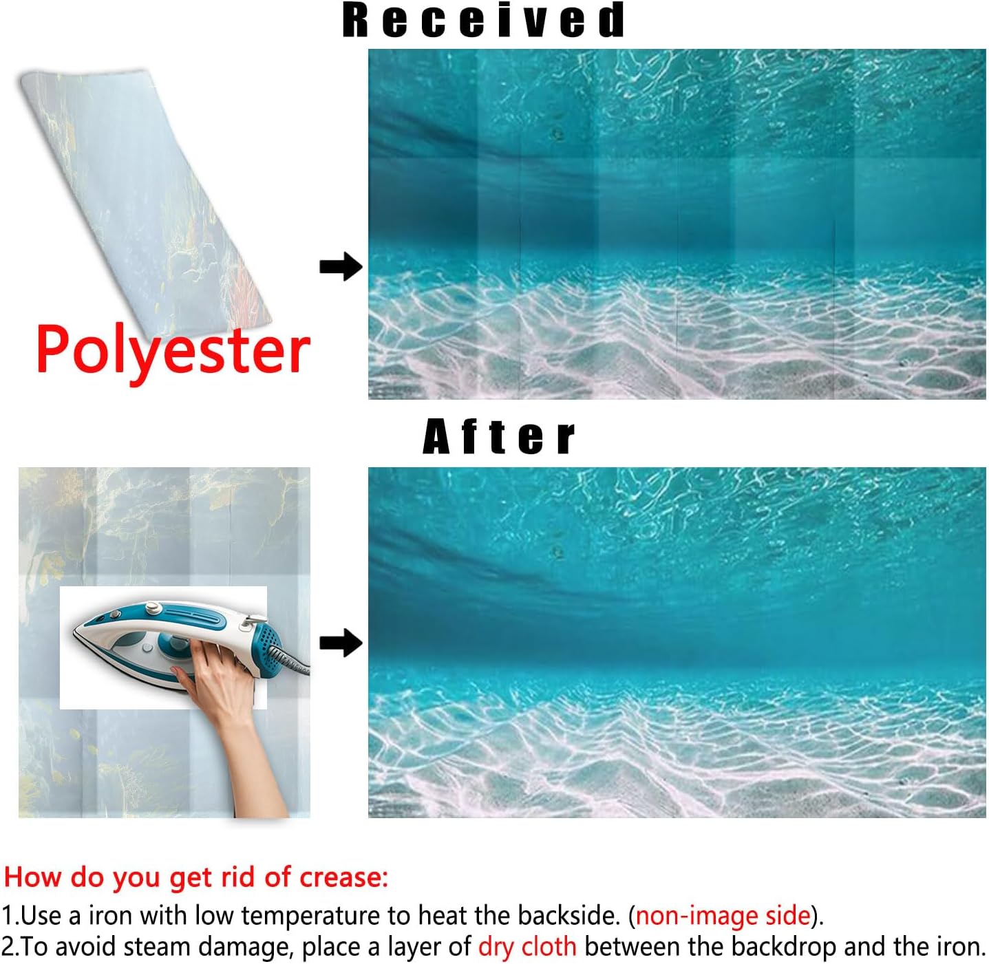 36X18IN Natural Undersea Aquarium Background, Undersea Beach Fish Tank Background, with 8 EVA Double-Sided Tape