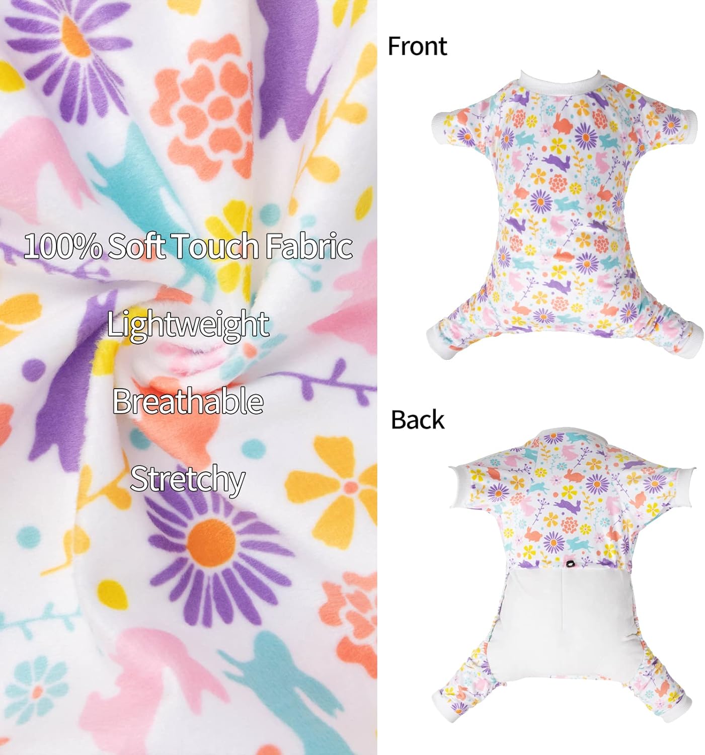 CuteBone Small Dogs Outfit Soft Puppy Onesies Pjs Dog Easter Rabbit Pajamas Pet Coat Cat Apparel Comfy Doggie Jumpsuit Bodysuit for All Seasons P276XL