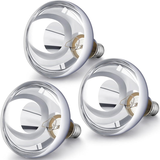 VIHOSE 3 Pack 250 Watt Heat Lamp 120v R40 Heat Lamp Bulbs Glass Incandescent Light Bulbs Incandescent Heating Lightbulbs for Reptiles Chicks Food Puppies Bathroom, Use E26 Base (Silver)