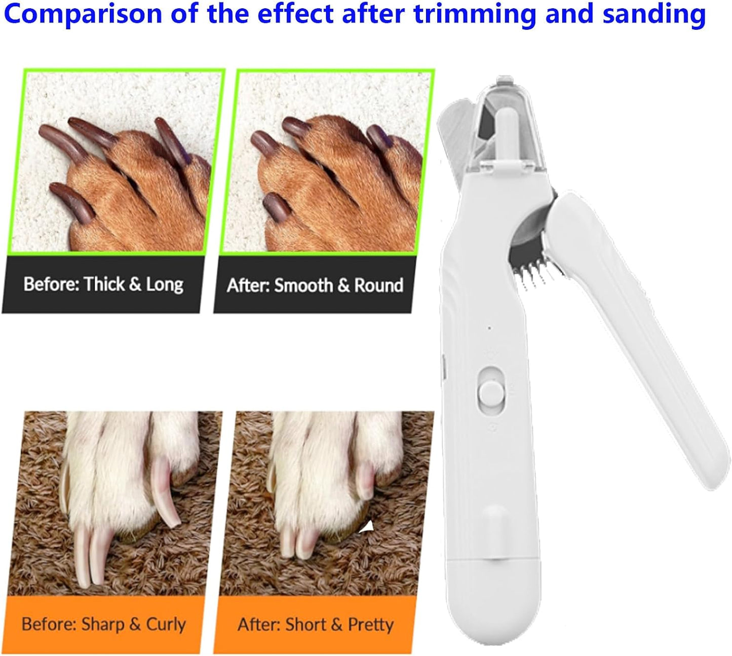 2 In 1 Pet Nail Clipper and Grinder, Professional Electric Rechargeable Pet Nail Fast Trimmer, Painless, Claw Care Grooming, Smoothing, Silent - Shockproof, For Small, Large Dogs & Cats, upgraded