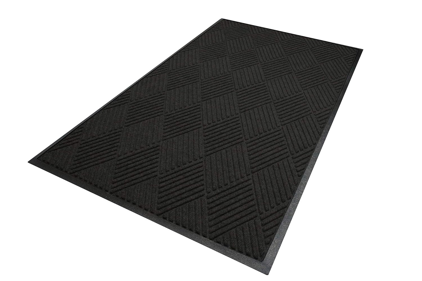 M+A Matting WaterHog Diamond | Commercial-Grade Entrance Mat with Rubber Border – Indoor/Outdoor, Quick Drying, Stain Resistant Door Mat (Charcoal, 3' x 6')