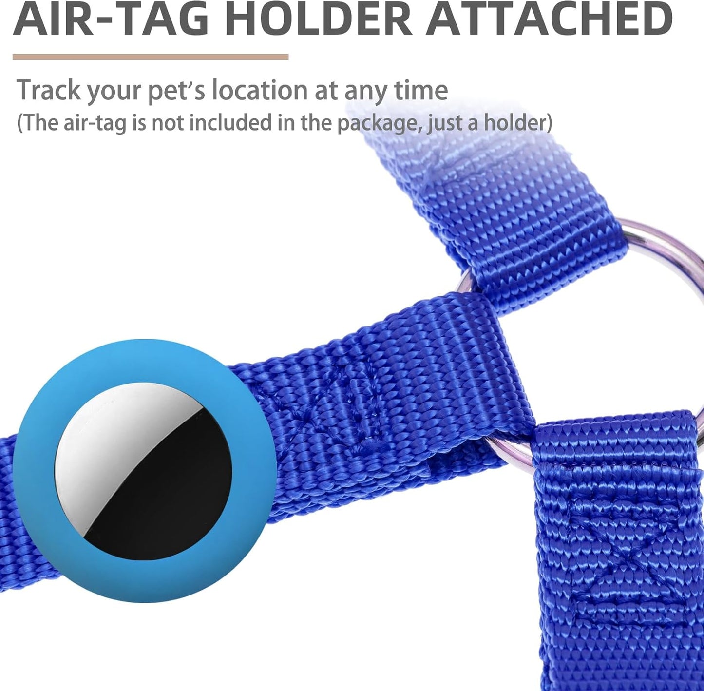 PUPTECK No Pull Dog Harness Soft Adjustable Basic Nylon Step in Puppy Vest Outdoor Walking with ID Tag and A-ir Tag Case, Navy Blue, L