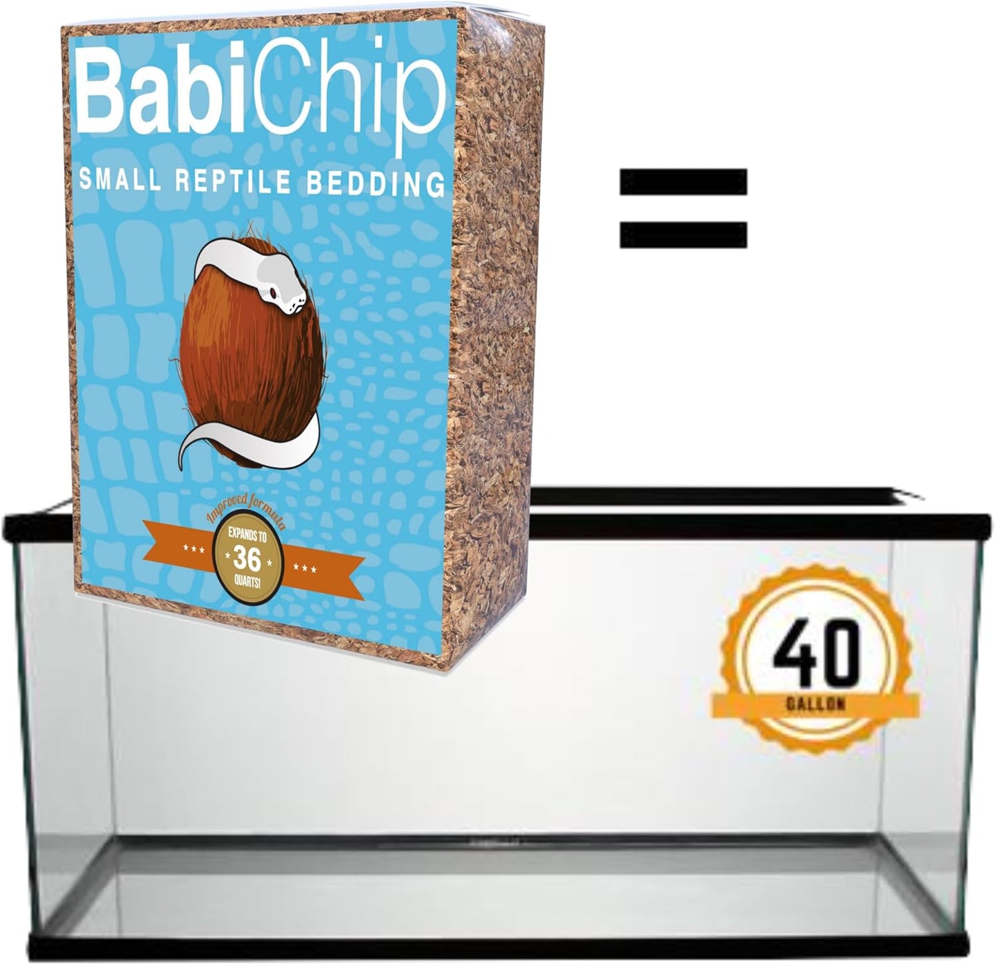 BabiChip Coconut Chip Substrate for Reptiles 4 Pack of 36 Quart Loose Small Sized Coco Husk Chip Bedding for Ball Pythons, Snakes, Tortoises, Geckos, Frogs, or Lizard Terrarium Tanks