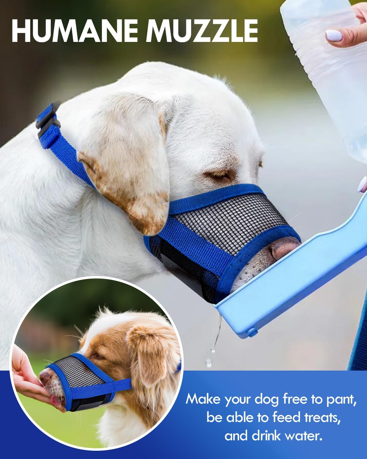 Dog Muzzle, Soft Air Mesh Muzzle for Small Medium Large Dogs Anti Biting Barking Chewing, Breathable Drinkable Adjustable Loop Pets Muzzle for German Shepherd Husky Labrador Retriever (Blue,S)