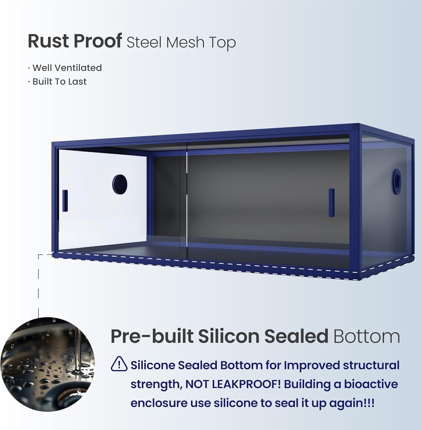 85 Gallon Snake Enclosure, Front Opening Reptile Tank for Easy Maintenance, Reptile Terrarium with Top Screen Ventilation 48''x24''x18''