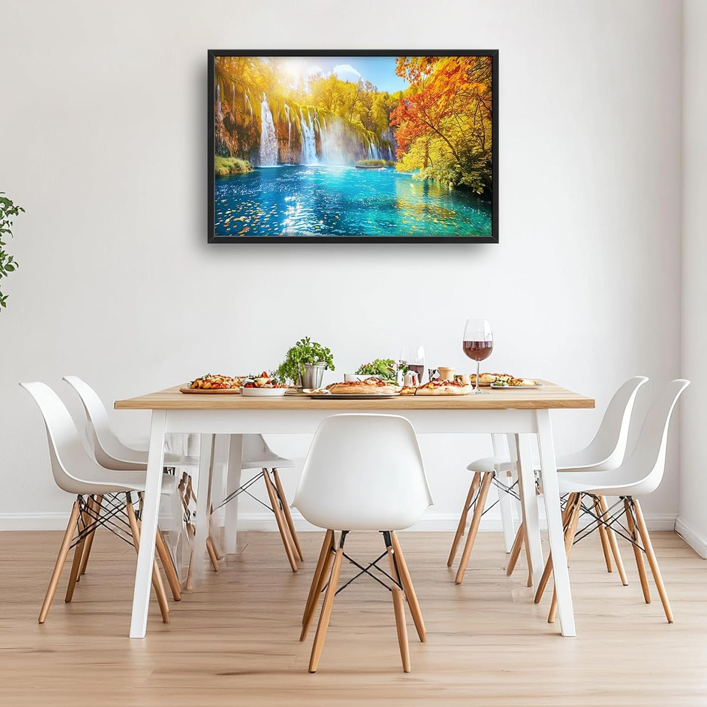 Extra Large Waterfall Lake Framed Wall Art for Living Room,Oversized Fall Autumn Tree Landscape Pictures Wall Decor,Nature Canvas Print Painting Modern Artwork Bedroom Office Bathroom 36L" x 24W"