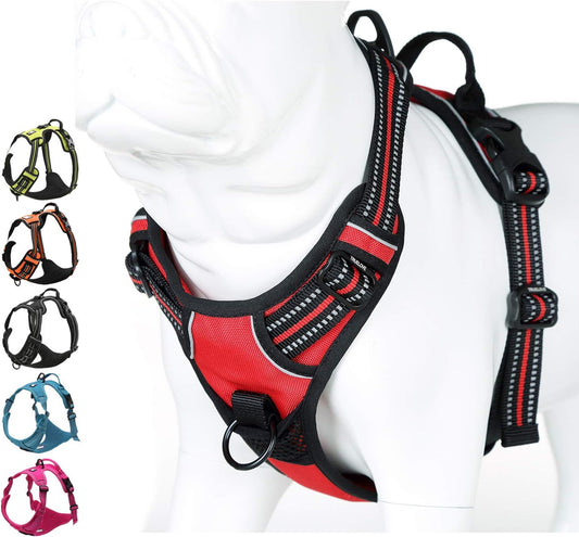 Truelove No Pull Dog Harness with Easy Control Handle and 2 Leash Attachments,Reflective Adjustable Pet Vest