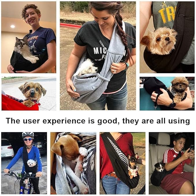 Tomkas Small Dog Sling Carrier - Classic Pocket & Classic Strap - for 3-10 lbs Pets(Grey)