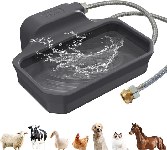 135OZ Automatic Water Dispenser for Large Dogs Patented Outdoor Dog Water Bowl Dispenser Automatic Dog Feeder Fit 3/4'' GHT Faucet Dog Waterer Include Water Hose Extra-Large Drinking Area