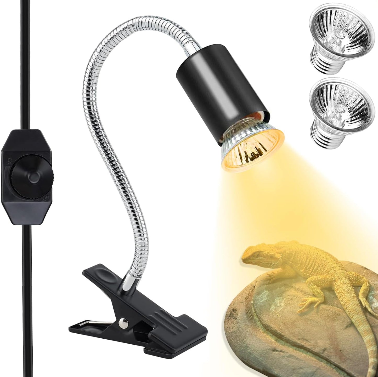ReptileHeat Lamp The Adjustable Temperature and 360 ° Rotating Hose Crawlers Heating Lights, for Turtles, Lizards, Beard Dragons and Other Amphibious Pets