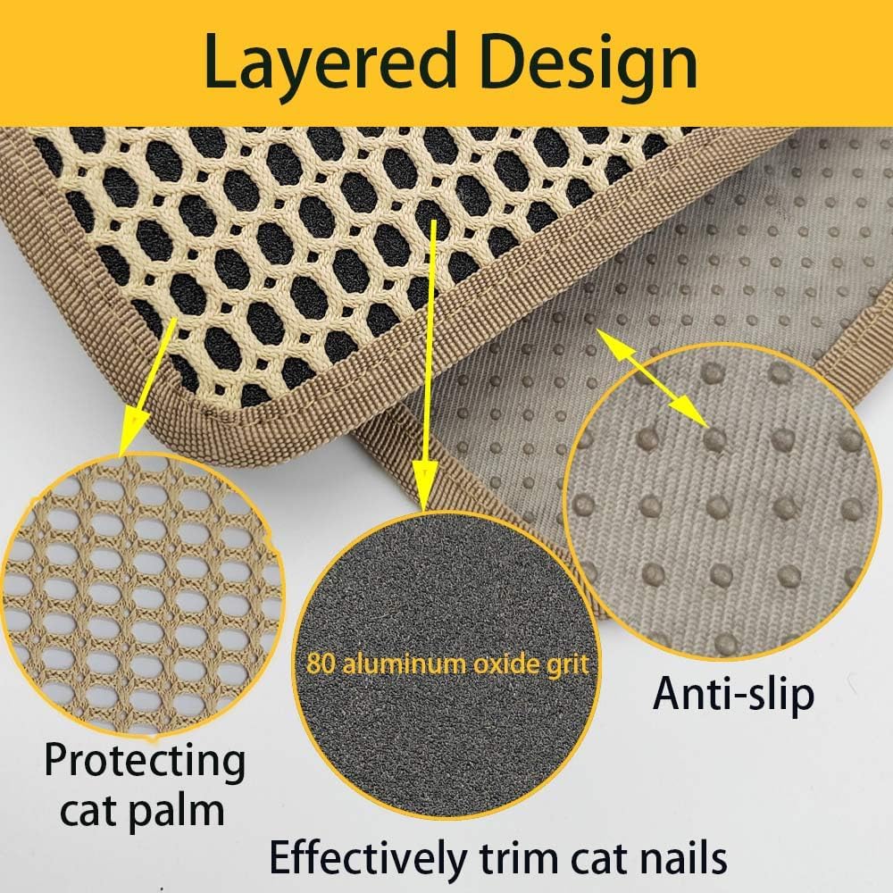 Cat Nail File Scratcher Wrapped Around Cat Scratching Post, 14.81x11.12 Inches, Cat Scratch Pad That Files Nails, Protects Post