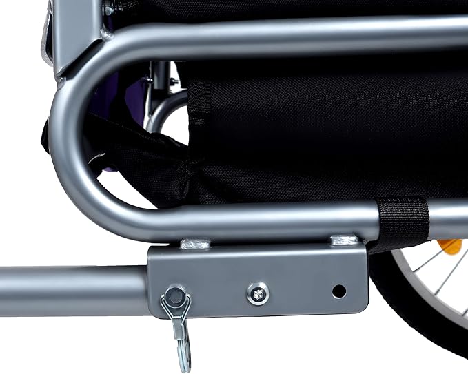 Blue-Grey Large Folding Bike Trailer for Dogs – Heavy-Duty Steel Frame, 66LB Capacity Pet Carrier for All-Terrain Cycling, Jogging & Camping Adventures!