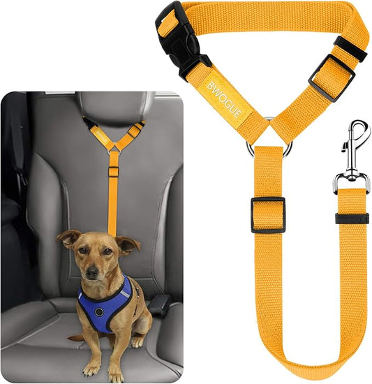 BWOGUE Pet Dog Cat Seat Belts, Car Headrest Restraint Adjustable Safety Leads Vehicle Seatbelt Harness (1 Pack)