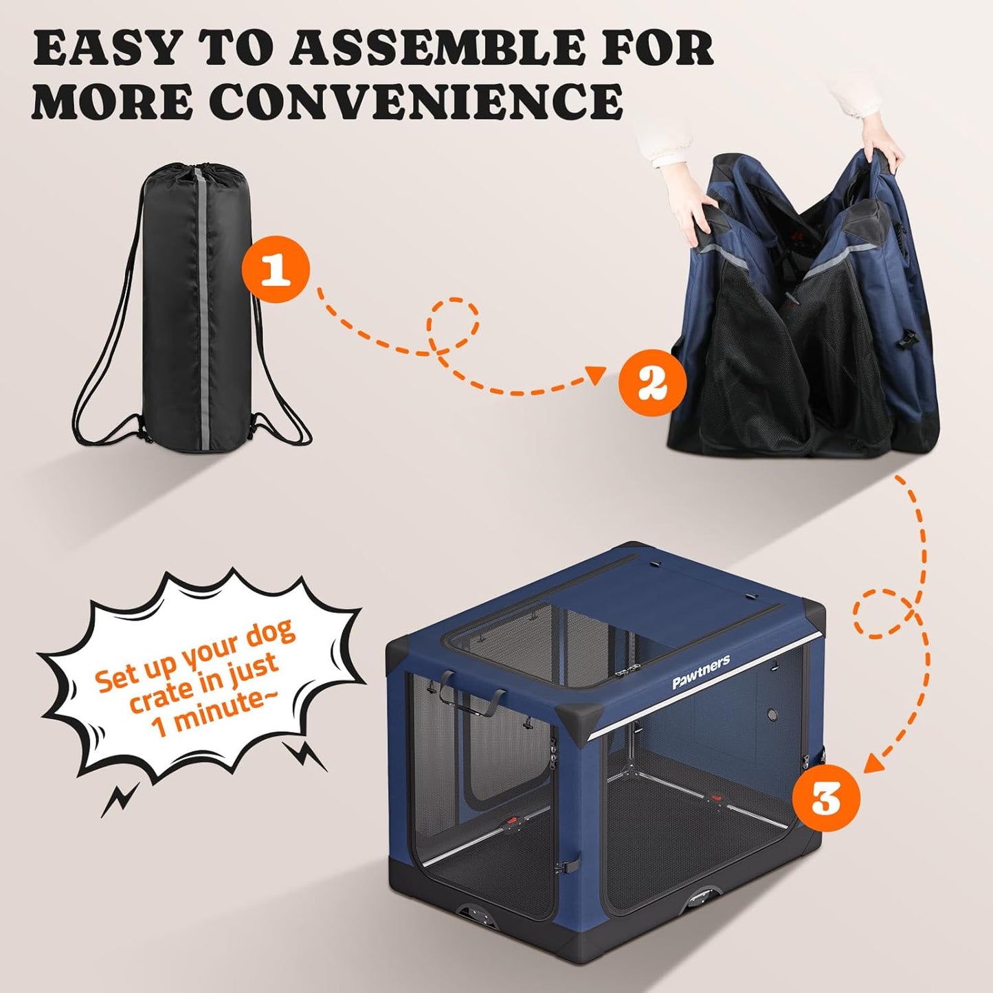 Collapsible Dog Crate: 30 Inch Foldable Soft Sided Dog Crate for Medium Dogs, Portable Dog Travel Kennel with Soft Mat for Indoors & Outdoors, Blue (30" L x 21" W x 21" H)