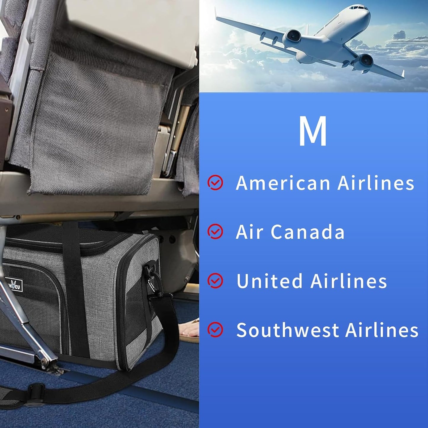 Pet Carrier for Small Cats Dogs, Dog Carrier Travel Bag with Adequate Ventilation, 5 Mesh Windows, 3 Entrance, Locking Safety Zippers, Padded Shoulder and Carrying Strap, Medium