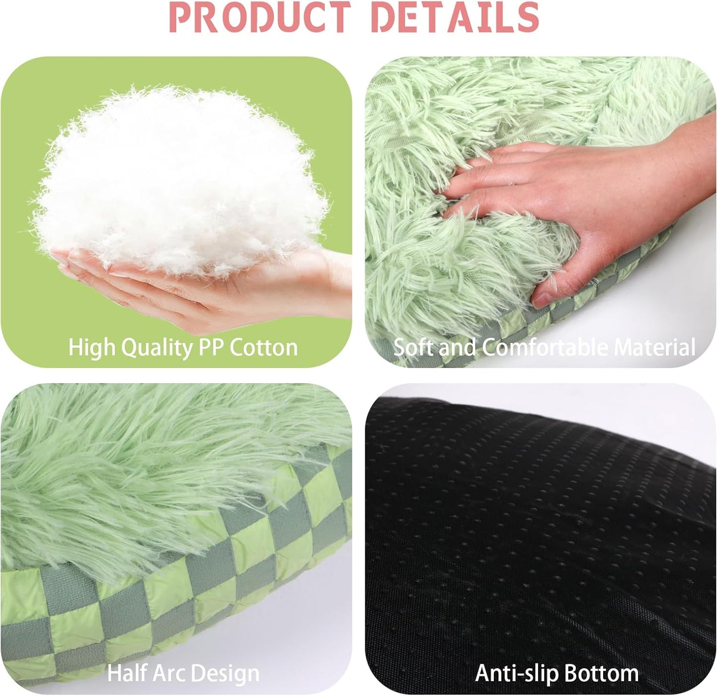 Cat Bed Hooded Plush Nest with Self-Warming Cozy Cave, Calming Anti-Anxiety Pet Bed for Indoor Cats & Small Dogs, Removable Washable Cover & Waterproof Bottom - Green