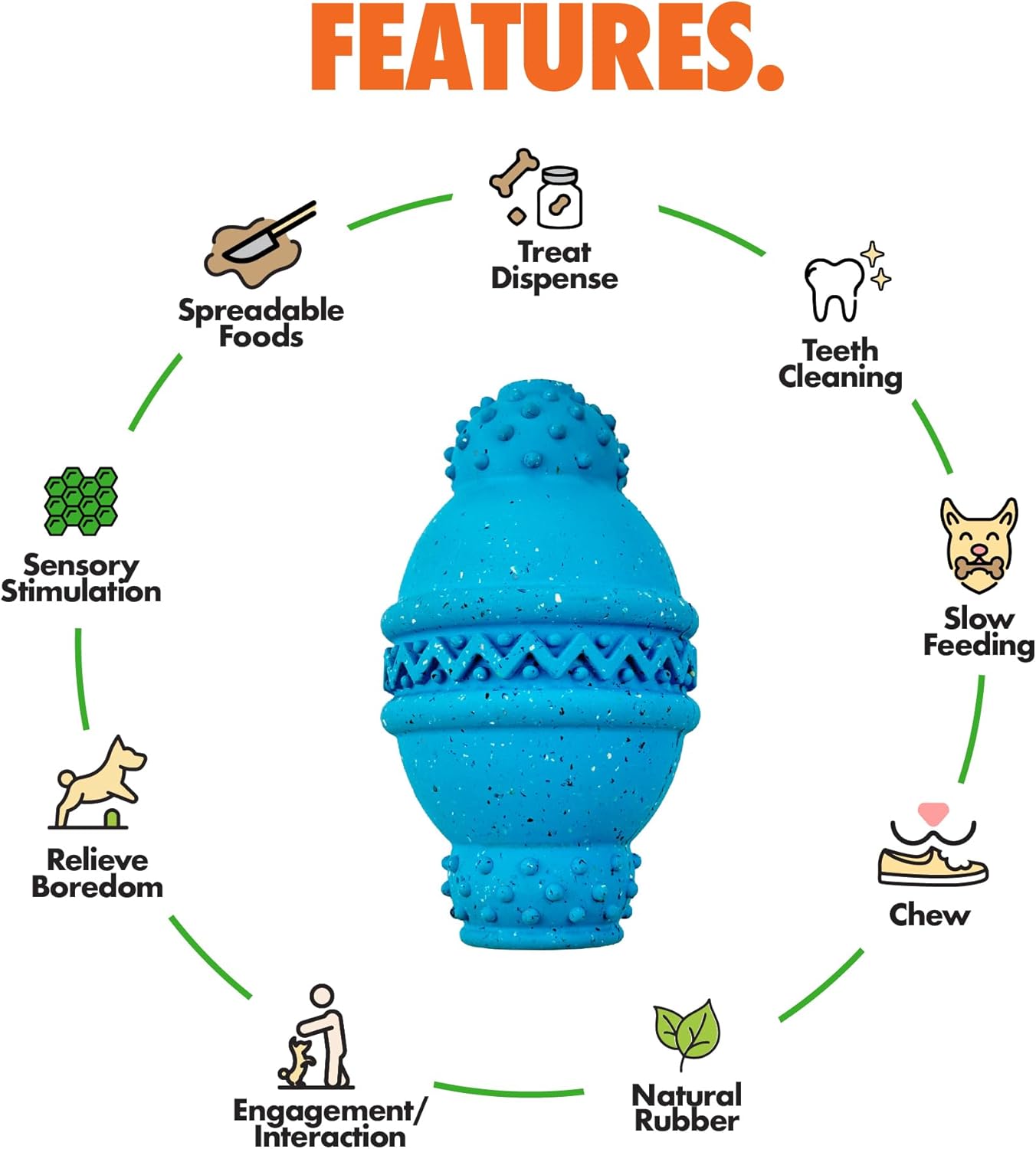 Max Fusion with Nike Grind, Arlee Cannon Treat Dispensing Dog Toy, Durable Dog Treat Toy, L