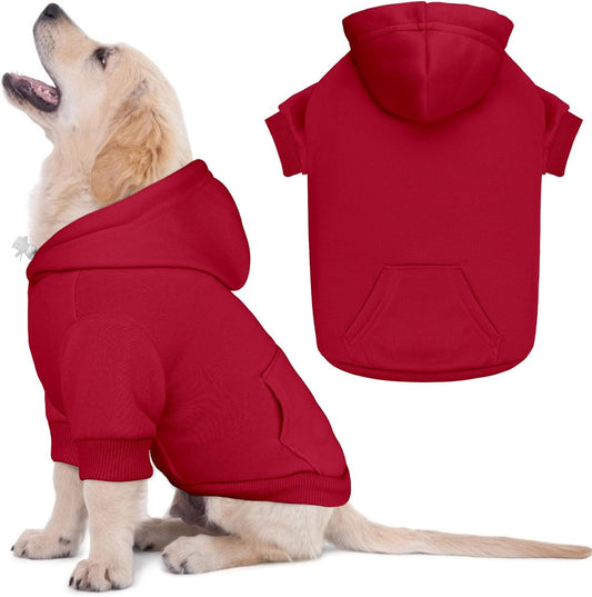 Dog Sweaters for Small Dogs Pet Sweater Solid Soft Brushed Fleece Dog Hoodie Clothes Pet Hoodie Sweatshirt with Pocket(Red-XS)
