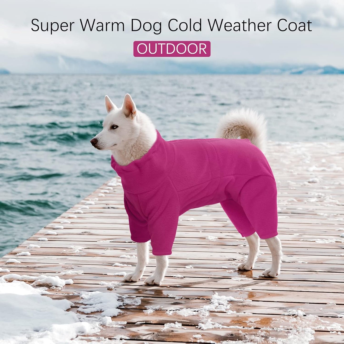 ROZKITCH Full Body Dog Coat, Pet Windproof Warm Cold Weather Jacket Vest Cozy Jumpsuit Apparel Outfit Clothes for Small Medium Large Dog Walking Hiking Sleep Pink XL