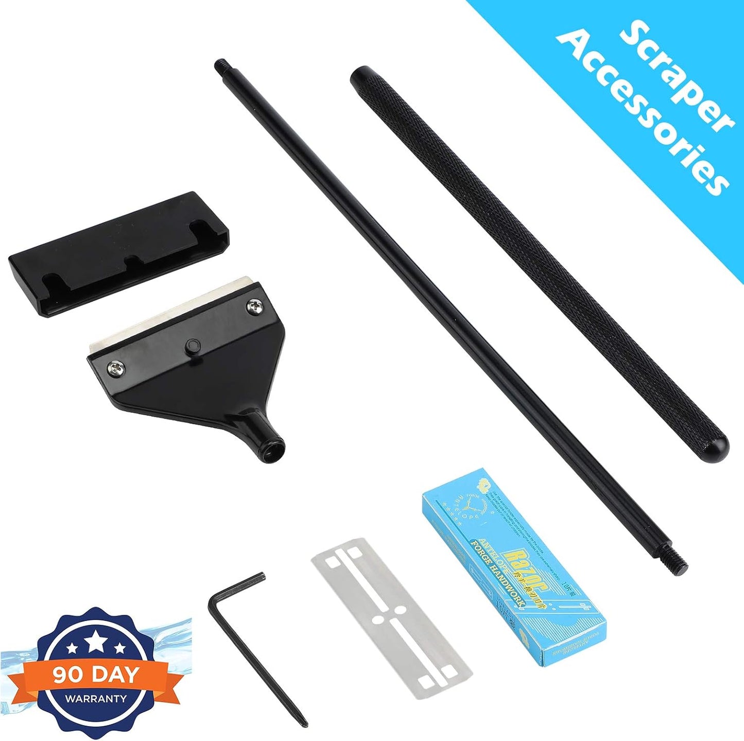 Algae Scraper for Glass Aquariums, Fish Tank Cleaner, Aquarium Algae Scrapers with 10 Stainless Steel Blades.