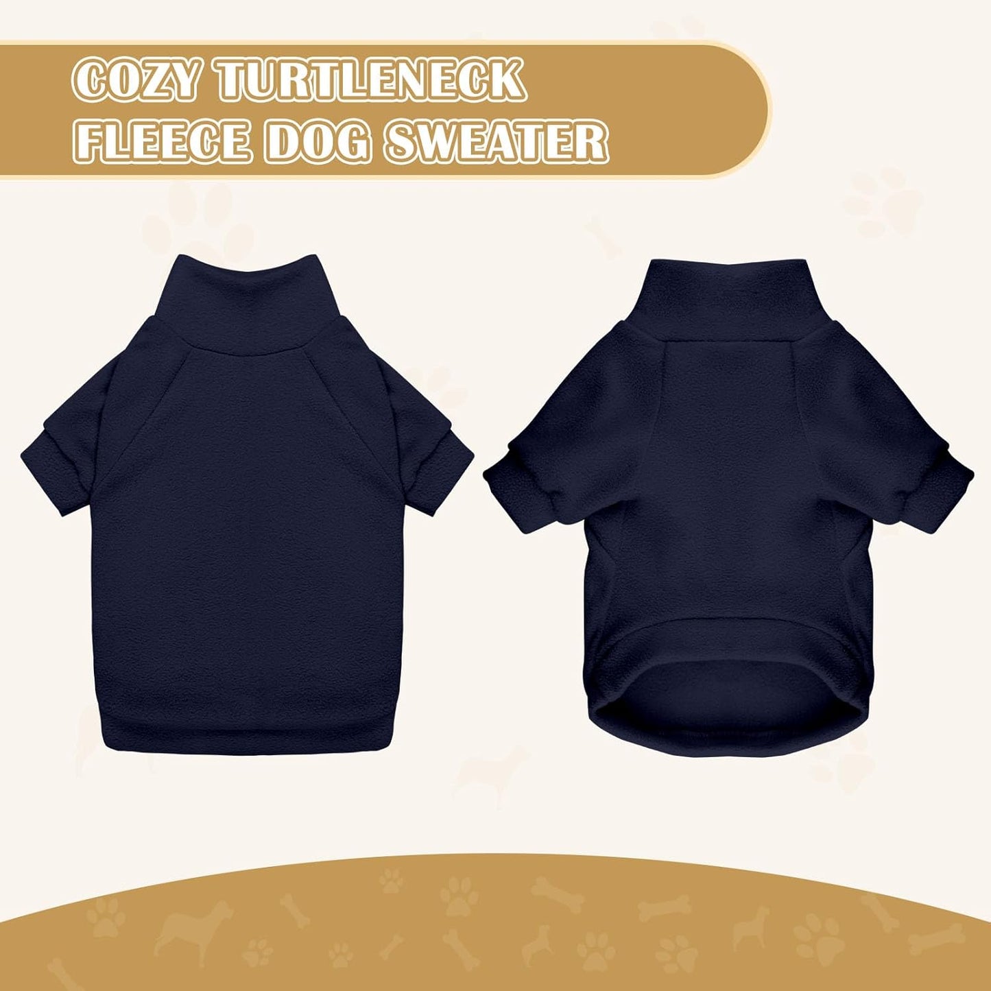 3 Pack Dog Sweaters for Small Dogs, Fleece Dog Sweater Pet Clothes Turtleneck Soft Warm Sweatshirt Puppy Sweater Boy Girl Pet(Gray+Royal Blue+Navy,S)