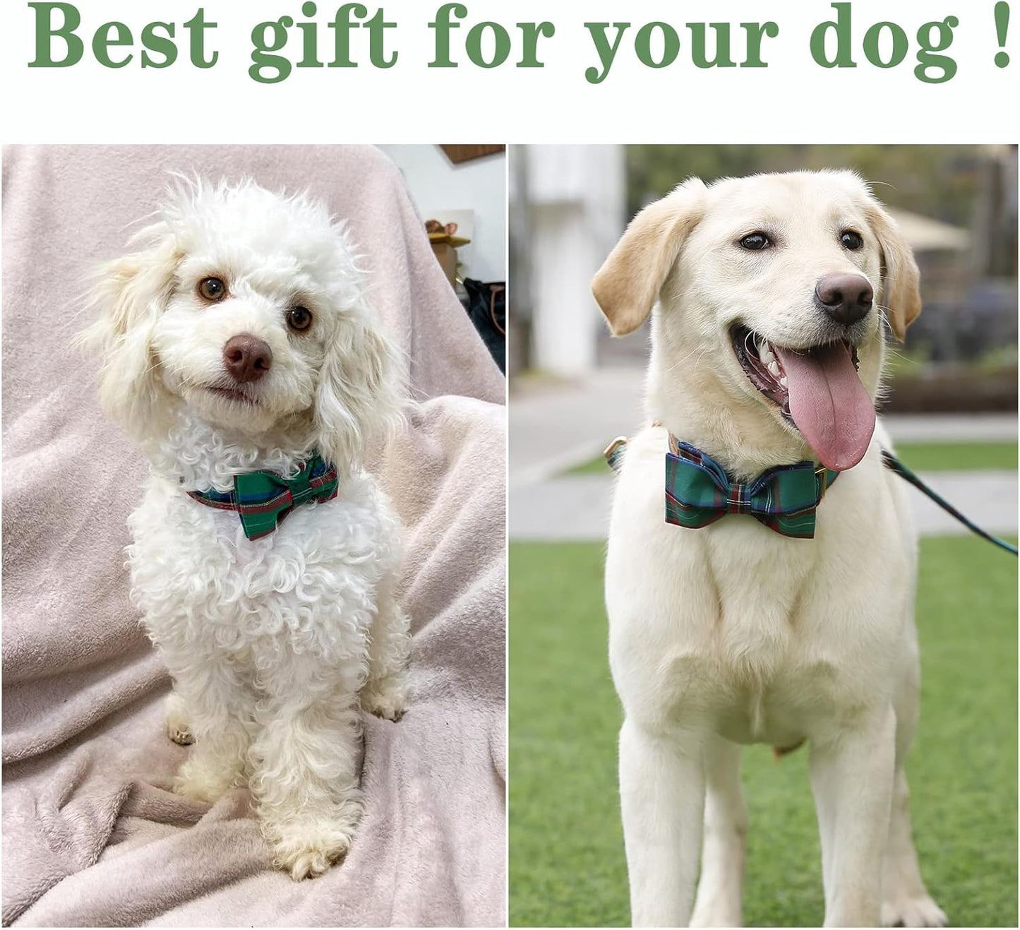 Unique style paws Dog Collar with Bow Tie Christmas Dog Collar for Small Medium Large Dogs with Adjustable Metal Buckle -L