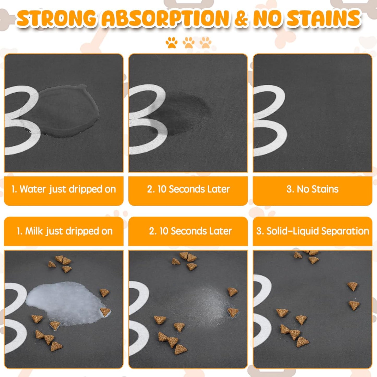 Dog Food Mat, 39.4"x31.5" Largest Absorbent Dog Mat for Food and Water, Non Skid Cat Bowl Mat, No Stains Quick Dry for Pet Water Dispenser Pet Supplies for Messy Drinkers