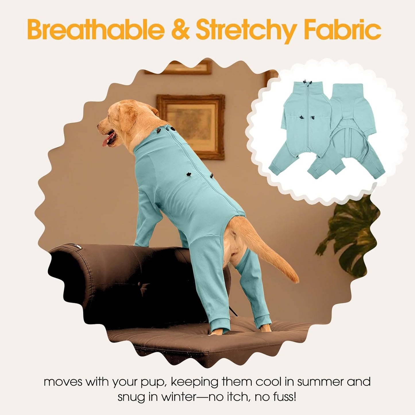 Small Dog Pajamas for Boys & Girls, Soft Dog Recovery Suit with Back Zipper & Adjustable Drawstrings, Long Sleeve Anti-Licking Pjs Shedding Suits for Chihuahua, Yorkshire Terrier, Green XS