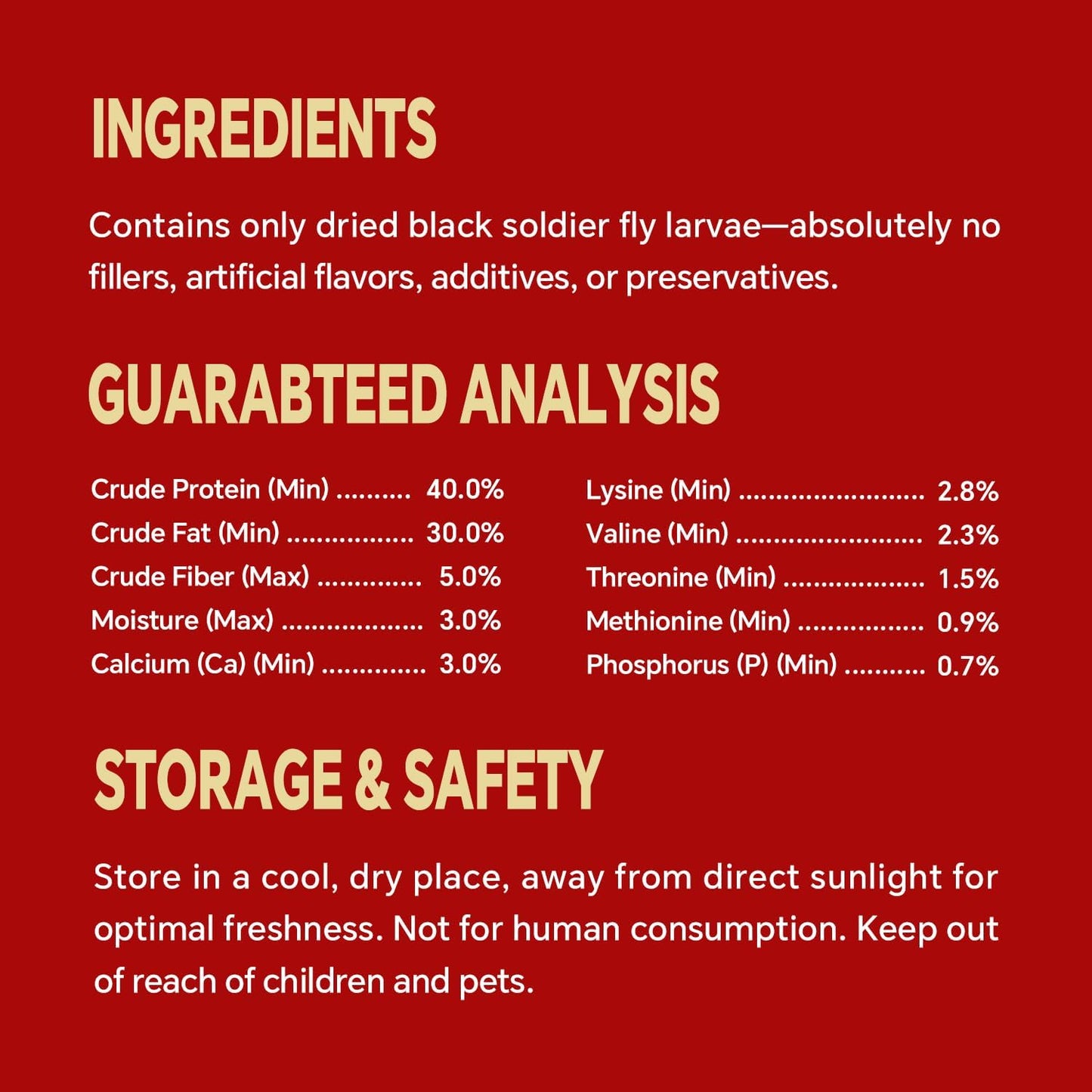 Dried Black Soldier Fly Larvae, Non-GMO, Natural Chicken Treats & High-Protein Poultry Snacks for Backyard Chickens, Laying Hens & Ducks, 5 lb Box