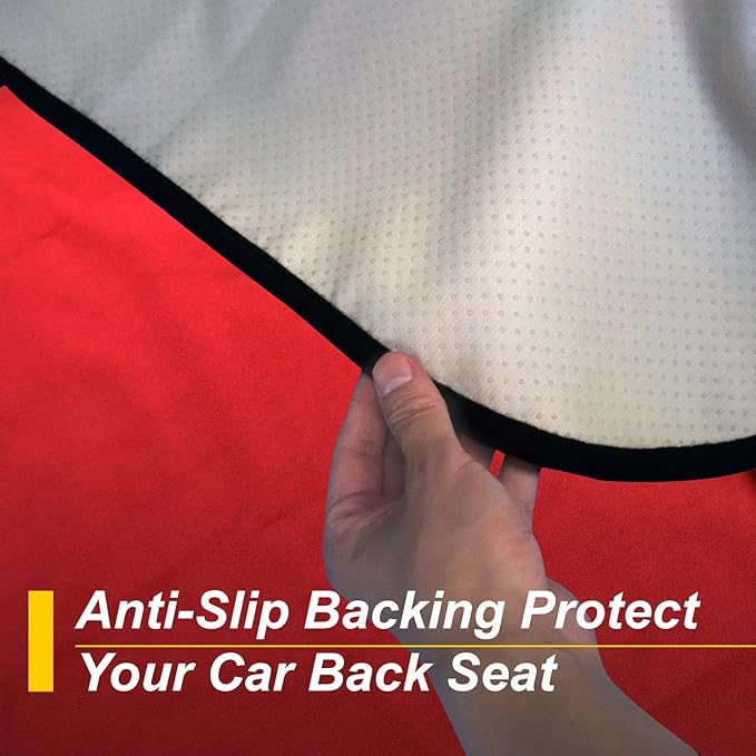 Back Seat Cover for Car Trucks Van SUV,Waterproof Rear Bench Towel Seat Covers for Dogs and Kids,Automotive Backseat Protector (Red)