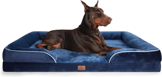 Bedsure XXL Orthopedic Dog Bed for Extra Large Dogs - Washable Giant Dog Cat Bed Waterproof, Comfort Dogs Couch Sofa with Washable Removable Cover, Pet Bed with Nonskid Bottom, Blue Navy, 52"