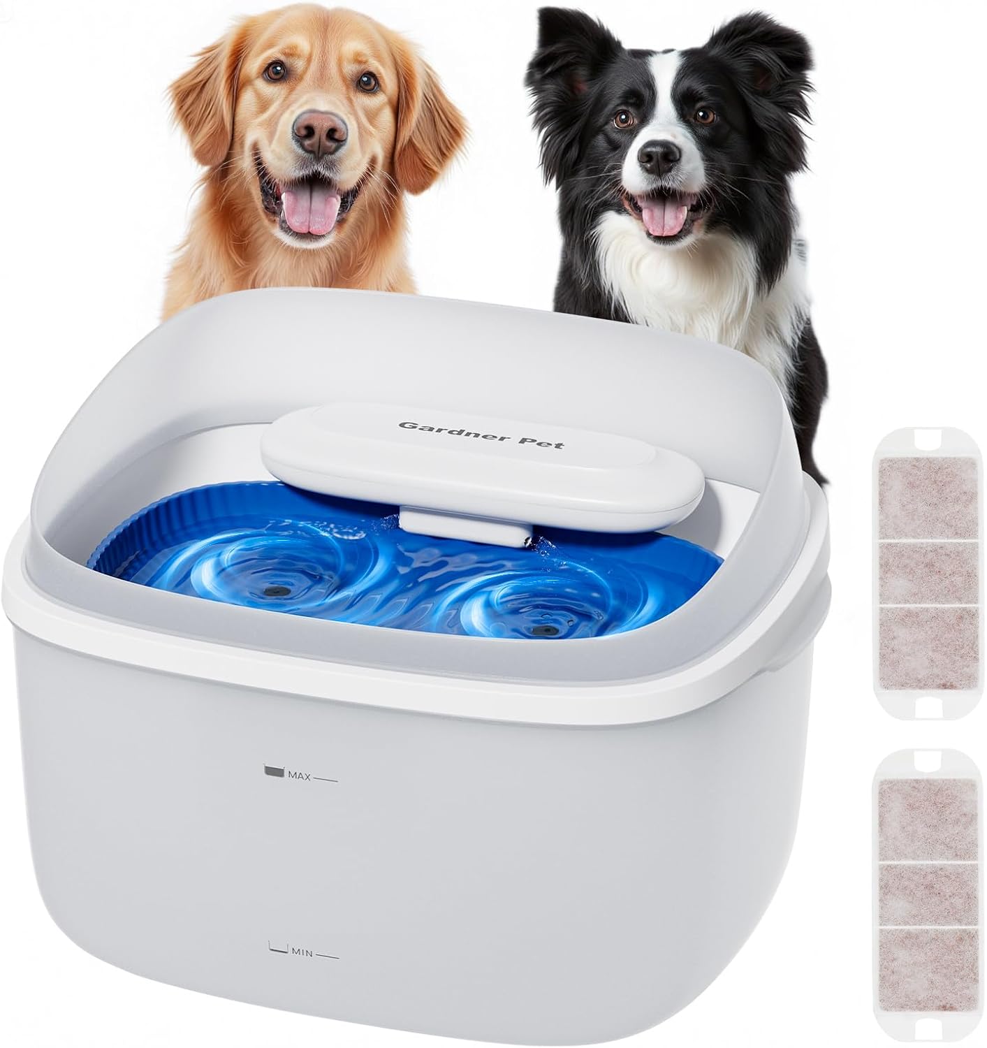 Gardner Pet Dog Water Fountain for Large Dogs, 8L/2.1Gal Large Capacity Automatic Dog Water Bowl Dispenser with Vortex Circulation, UV&Maifan Stone Filter, Splash-Proof, Quiet Cat & Dog Water Bowl