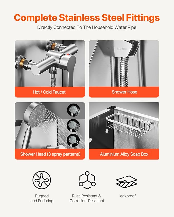 VEVOR Stainless Steel Dog Washing Station, 34 inch Pet Grooming Tub w/Storage Stairs, Faucet & Showerhead & Soap Holder Dog Bathtub, Pet Wash Station for Small Pets (Right Door)