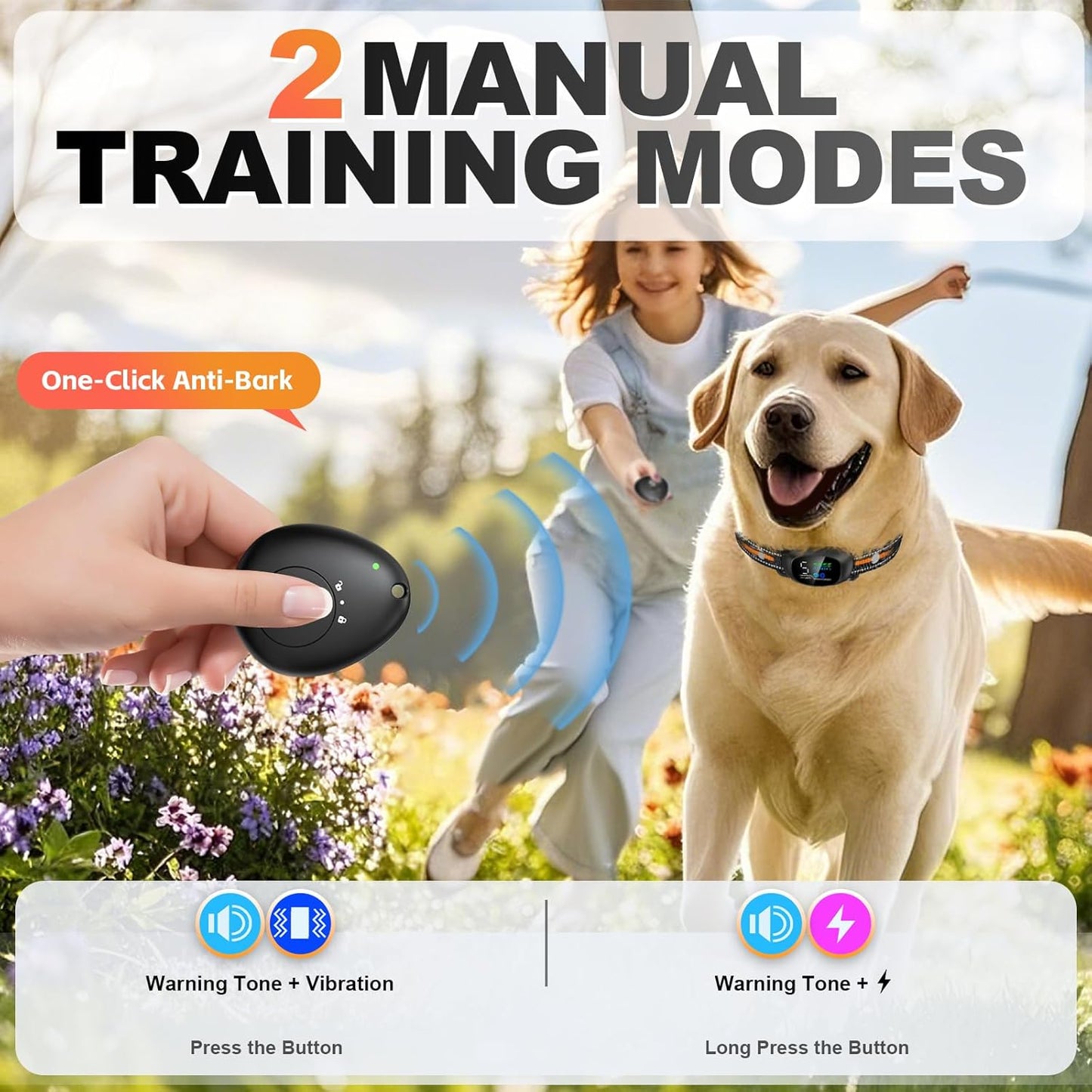 Upgraded Anti-Bark Collar with Remote Control, 2-in-1 Dog Training Collar&Dog Bark Collar with 5 Adjustable Sensitivity,Smart Anti Barking for Large Medium Small Dogs E Collar-Orange