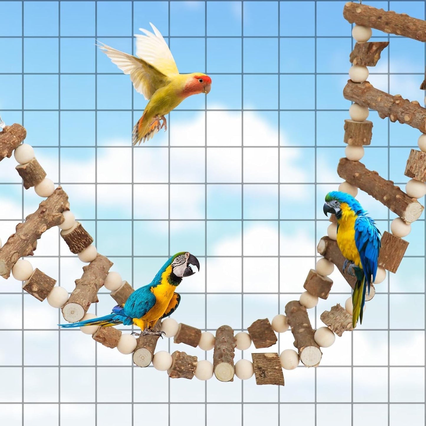 Bird Parrot Ladder Bridge Toy, Bird Swing Toy, Natural Pepper Wood Hanging Pet Chewing Toy, Rat Hamster Climbing Toys, Cage Accessories for Bird Parrot Rat Squirrel Sugar Gliders