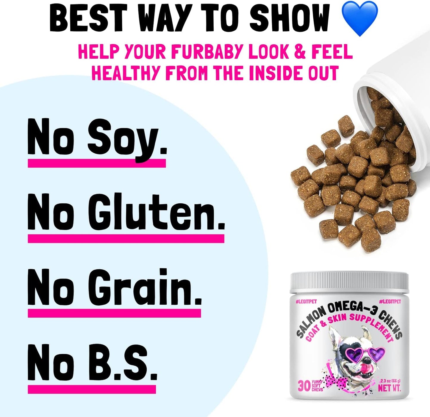 Omega 3 Alaskan Salmon Oil Treats for Dogs 30 Fish Oil Chew Supplement Skin and Coat Allergy and Itch Relief Hip & Joint Health Brain Shedding Hot Spots Treatment Omega 3 6 9 EPA & DHA Fatty Acids