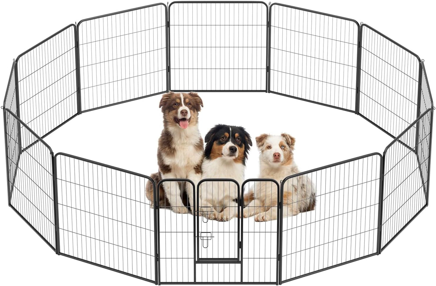 BestPet Dog Playpen Indoor 32 inch 12 Panels Metal Dog Pen Pet Dog Fence Outdoor Exercise Pen with Doors,Pet Puppy Playpen for RV Camping Yard, Black