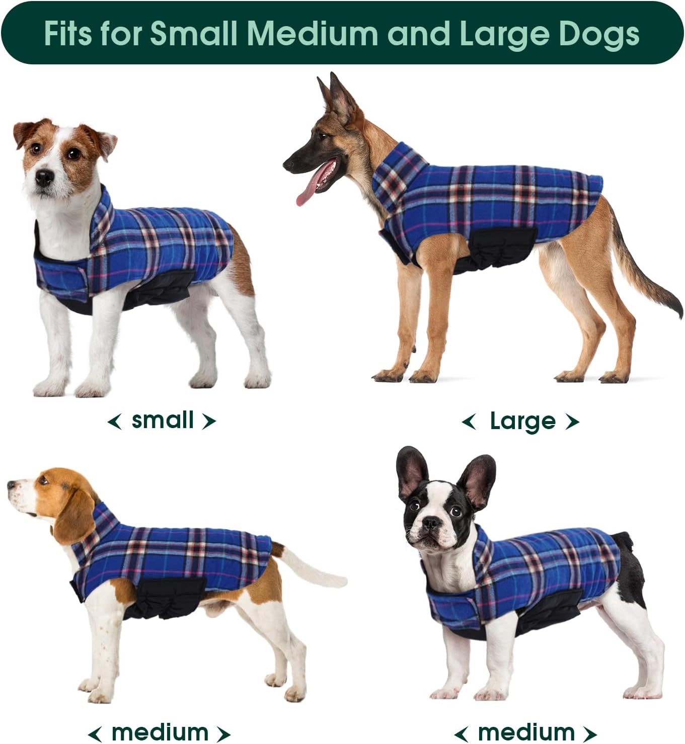 Kuoser Warm Dog Coat, Waterproof Dog Jacket for Extra Large Dogs, Adjustable Durable XL Doggie Winter Coat Reversible Cozy Puppy Cold Weather Apparel from Small to Large Breed, Navy XL