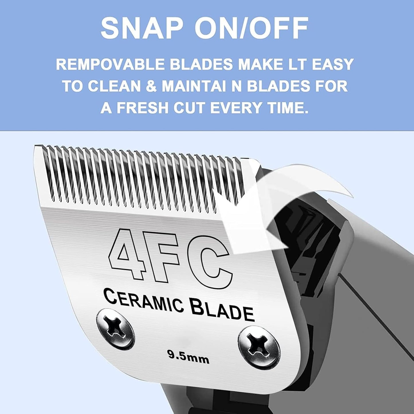 5PACK Dog Grooming Clipper Replacement Blades Compatible with Andis Pet Clipper/Oster A5/Wahl KM Series Dog Clipper with Ceramic Blade & Stainless Steel Blade (#10+5FC+7FC+3FC+4FC)
