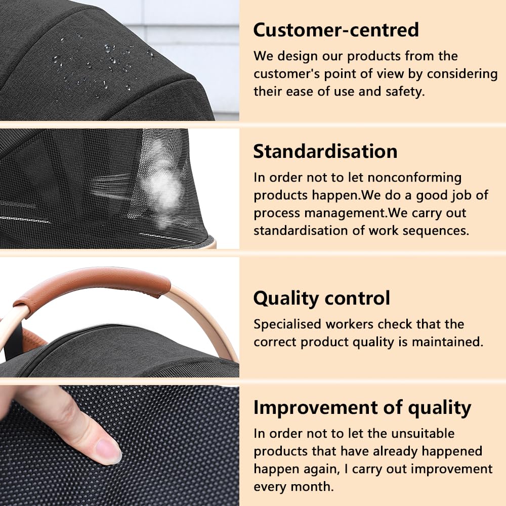 Pettingzoo Dog stroller with 4 Wheels, Folding Cat Stroller for Small/Medium/Large dogs & cats to 60 lbs, pet stroller with removable carrier, Storage Basket,Cup Holder,3 in1 Multifunctiona Detachable