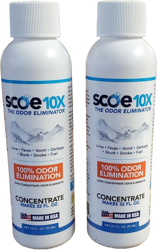 SCOE 10X Odor Eliminator Concentrate- 2 Spray Bottle Refills- Urine Odor Eliminator