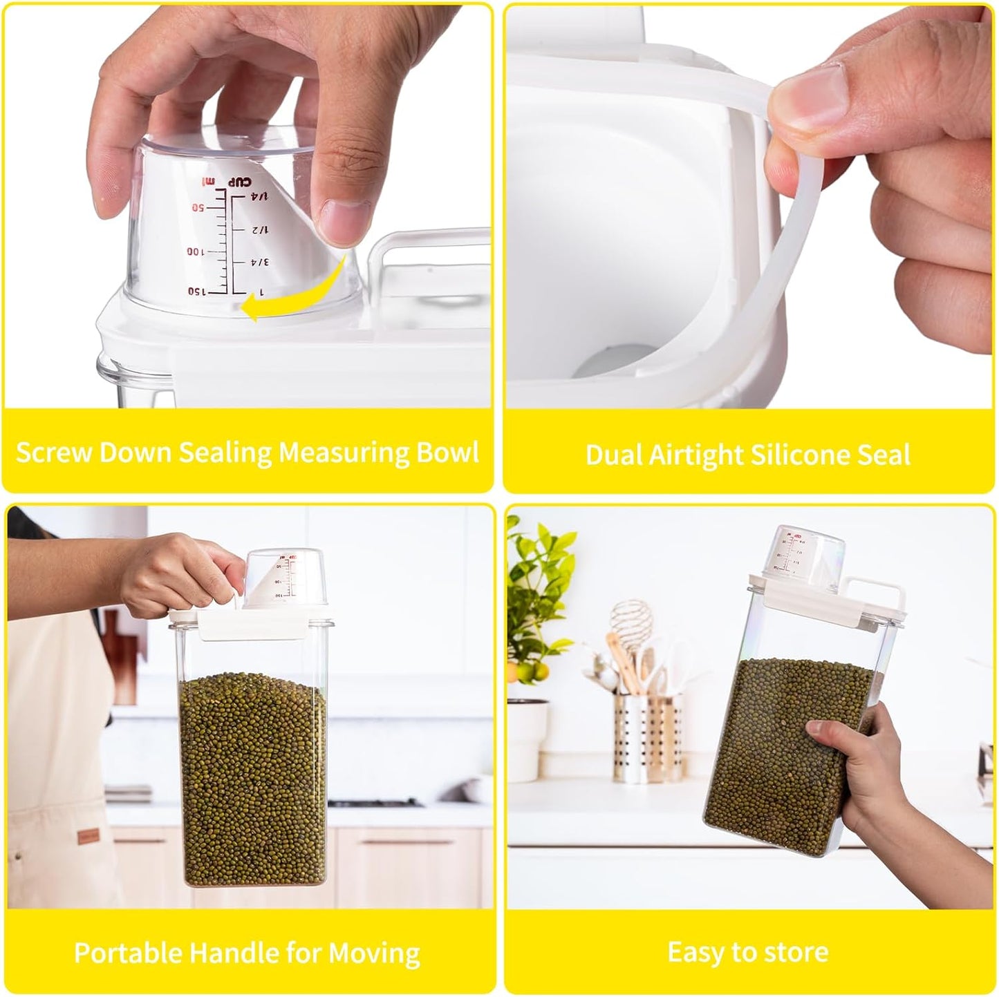 Rice Container, Rice Storage Container, 3-5 Lbs Tcereal Storage Container, Dog Food Storage Container, Suitable for Home Kitchen Rice, Soybean Food Storage