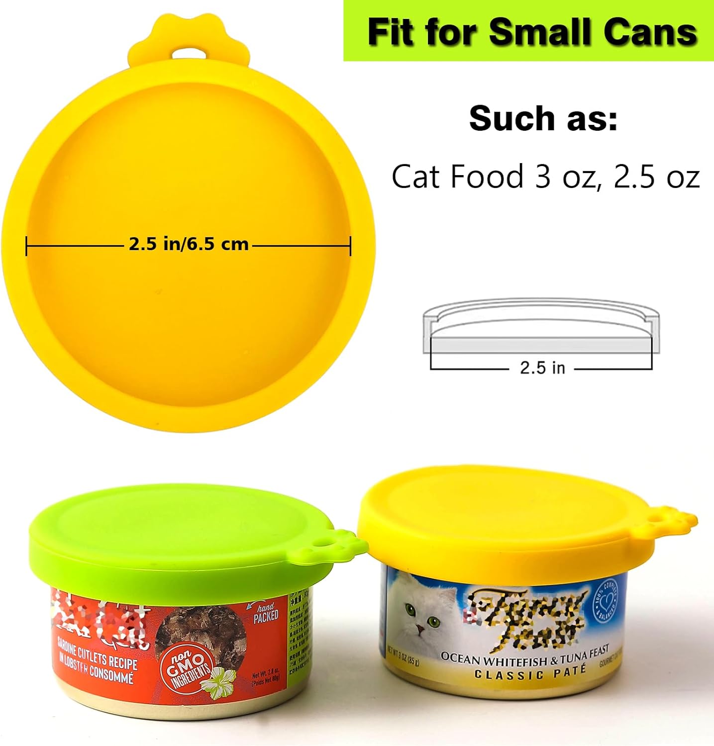 Comtim Small Cat Food Can Lids with Cat Food Spoon Set, Silicone Cat Food Can Covers Lids for 3 oz Cans, Cat Can Opener Spatula Cat Spoon for Wet Food